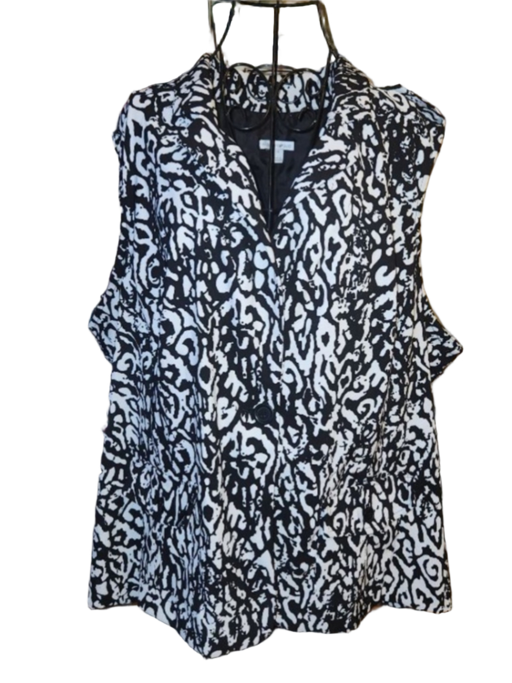 Fashion Bug Blazer 3X Black & White Abstract Print